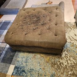 Rustic Brown Leather Ottoman 