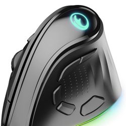 2.4G / BT/Wired Tri-Mode RGB Rechargeable G53 Wireless Vertical Ergonomic Mouse, 5 Side Buttons, Max 8400 DPI, for PC Computer Notebook Laptop, for Wi