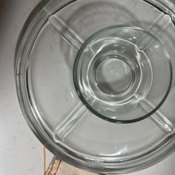 Glass 4 Compartment And Middle Bowl Tray,