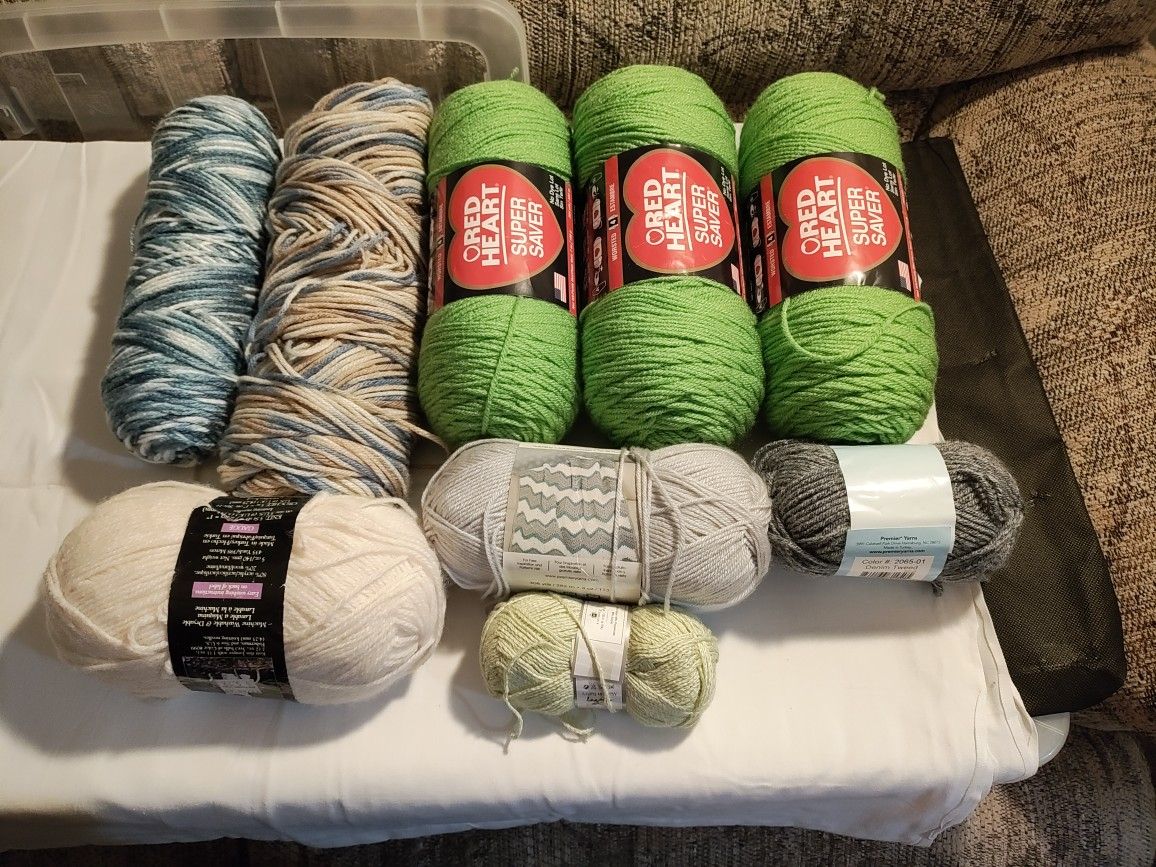 Yarn. Top Right 3 Are Large 7 oz., And The One Next To It Was From A Large 1 Pounder 