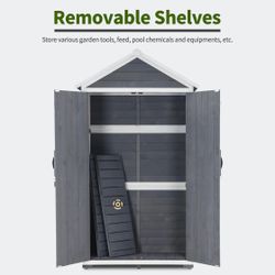 Gray Tool Shed With Removable Shelves Lock Model 1000