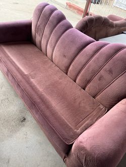 Vintage Channel Back Velvet Sofa Bed Set