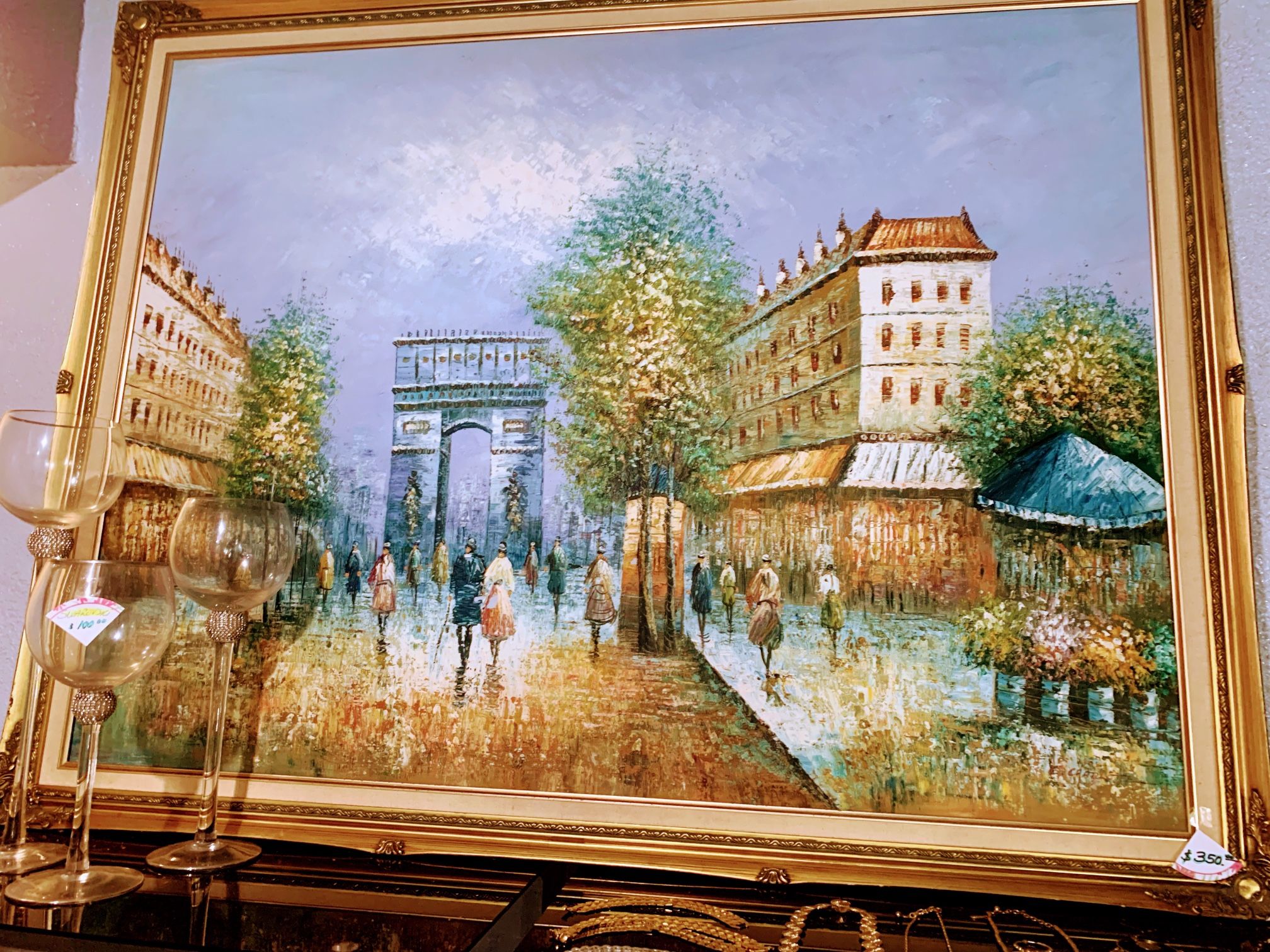 Huge Size Canvas Signed And Framed Beautiful Part Of Paris! 