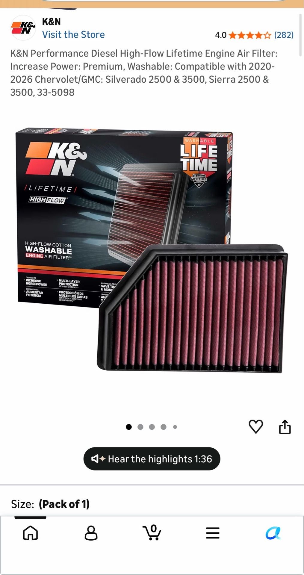 K&N 33-5098 Filter CHEVY