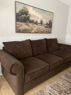 Brown Corduroy 3-Seat Sofa