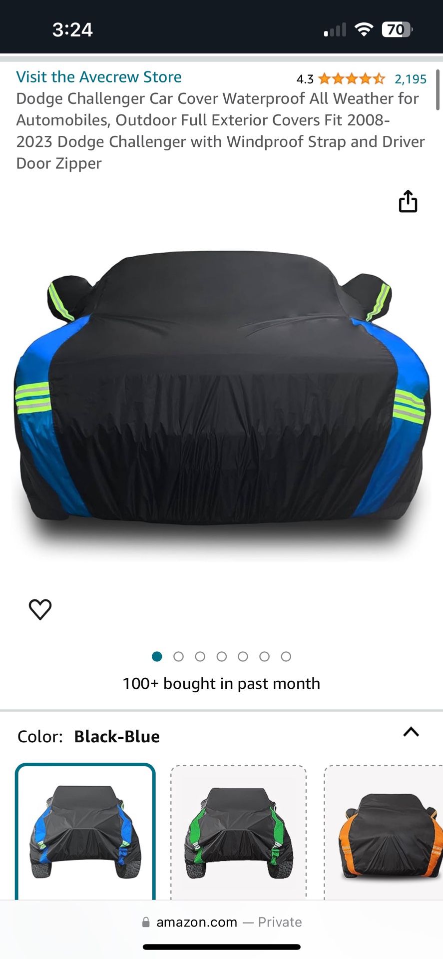 Dodge Challenger Brand New Car Cover.