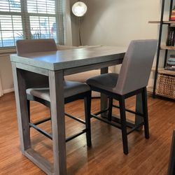 West Elm Industrial Dining Table + 2 Upholstered Dining Chairs - Seats 2/4