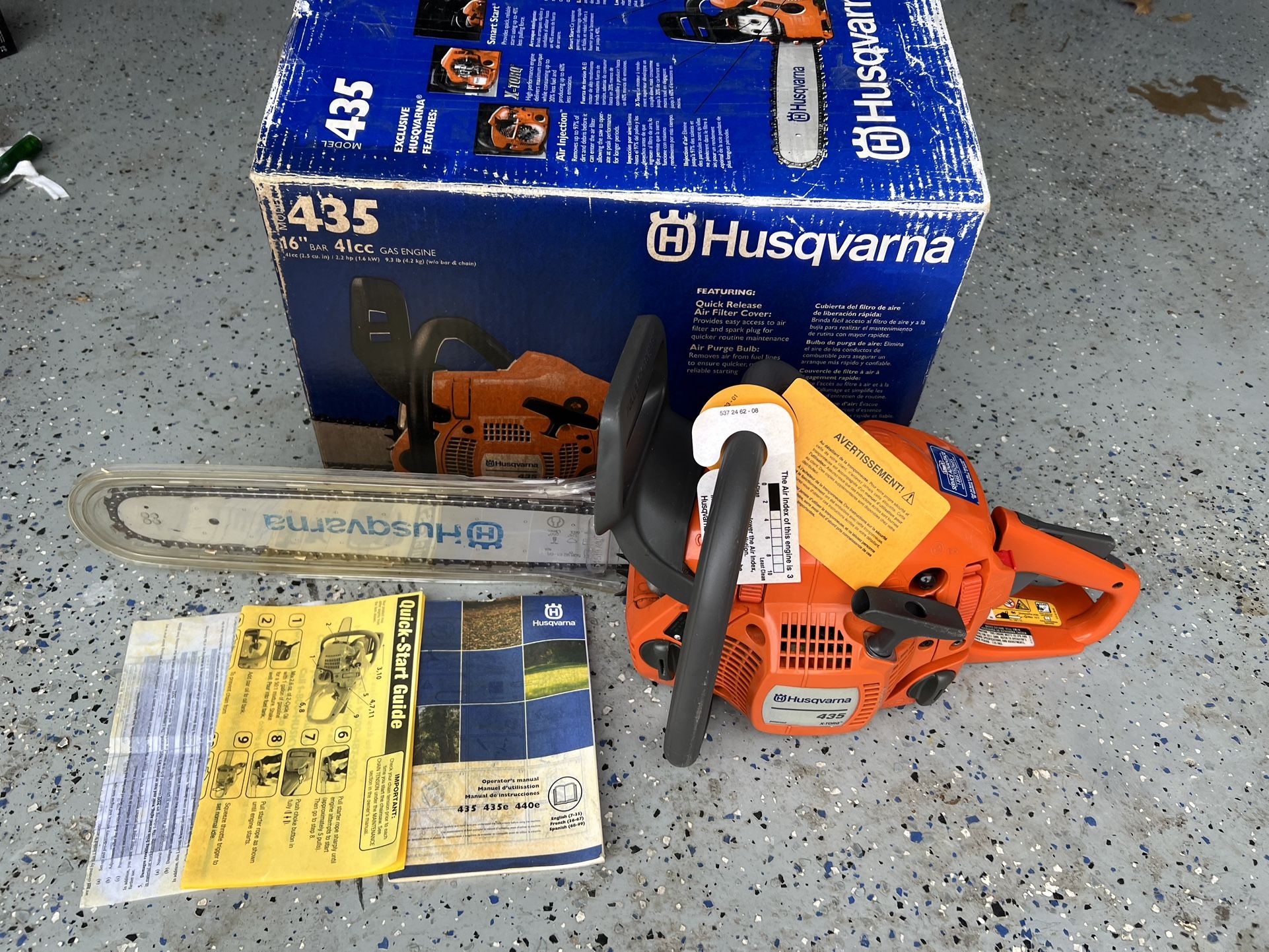 Almost Brand New of Husqvarna Gas Chainsaw 16inChain Pitch Model: 435