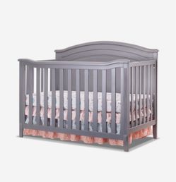 Gray Wood Convertible Baby Crib