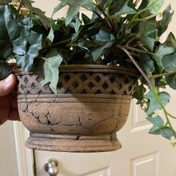 Silk Green Flower In Solid Container