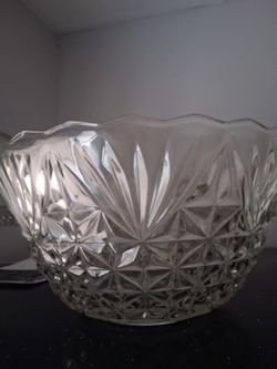 Clear Cut Glass Serving Bowl