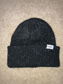 Goodfellow beanie, black knit with white flecks, very thick