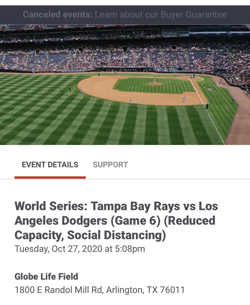 Dodgers World Series single game ticket