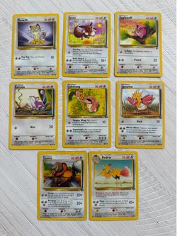 Vintage WOTC Colorless Pokémon Group – Meowth, Eevee, Jigglypuff, Rattata, Lickitung, Spearow, Tauros & Dodrio