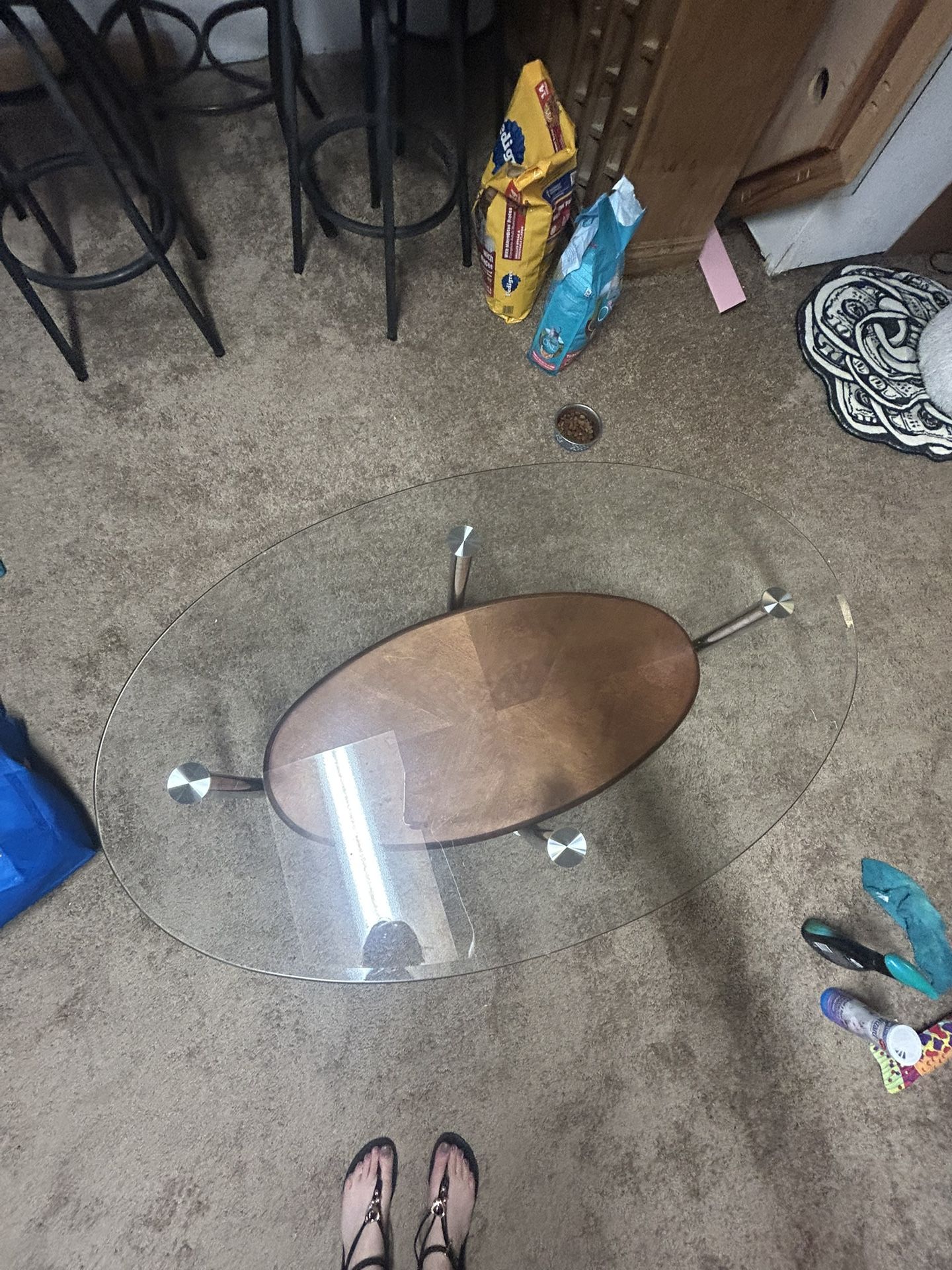 Glass & Wooden Coffee Table