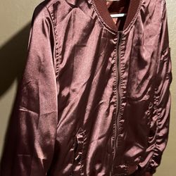 Rose Gold Bomber Satin Jacket