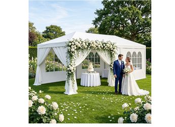 10X20Ft Event Canopy, Tent Featuring 6 Detachable Side Panels, Outdoor Shade Structure with Ground Stakes And Ropes, Waterproof Tent for Gatherings, W