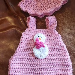 Snowman Crochet Baby Jumper And Hat Set