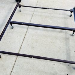 Full Queen Metal Bed Frame With Wheels 