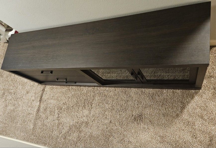 Espresso TV Stand Console Storage Shelf