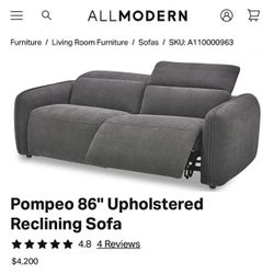 Free Delivery New Unopened Luxury Power Reclining Sofa (Retails for $4,200)