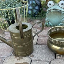 Brass Water Can And Brass Planter.  Simply Decor 