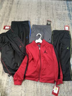 4 brand New Jordan Kids Track Pants Size 4 XS 3/4 Years And 1 Kids Jordan Jacket Size 4 (4-5 Years) All New With Tags