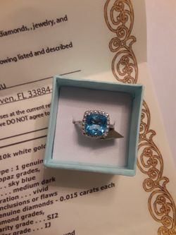 Ring Blue Topaz @ Diamonds White Gold