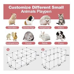 24 Panels Portable Small Animals Playpen,48"x 24"x 28" Transparent Pet Playpen,Portable Plastic Enclosure,Puppy Play Pen for Indoors Outdoor Pet Fence
