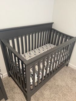 Gray Wooden Crib