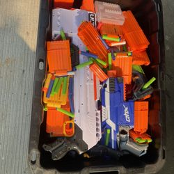 Box Full Of Nerf Guns And Bullets