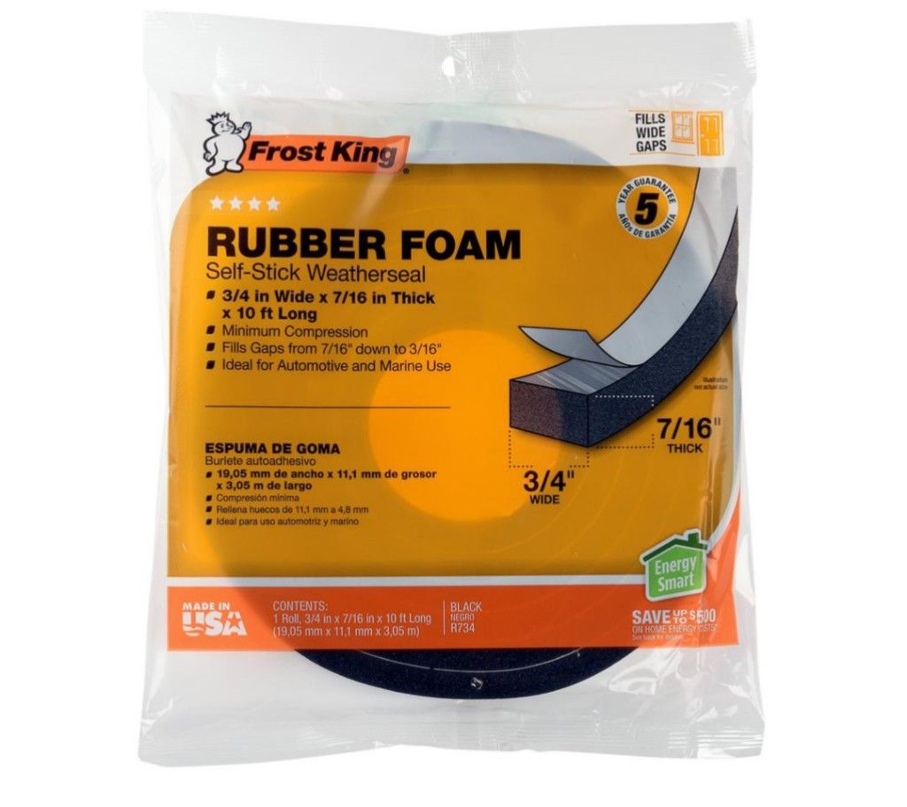 Frost King E/O 3/4 in. x 7/16 in. x 10 ft. Black High-Density Rubber Foam Weatherstrip Tape