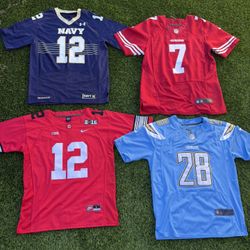 Lot of 4 Football Jerseys NCAA + NFL | Navy, Ohio State, 49ers, Chargers