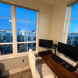 Standing (Adjustable)Desk With Ergonomic Executive White Chair