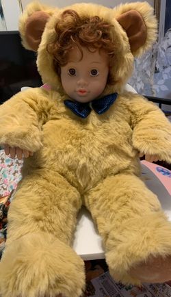 Anne Geddes Baby Bear Plastic Doll Face Toy Plush 20”tall