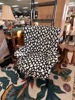 Wingback Accent Chair Black White Animal Print