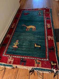 Tribal Gabbeh Wool Rug with Animal Motifs