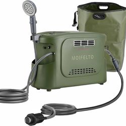 Propane Water Heater with Pump, 34,100 BTU Instant Hot Shower, LED Display & 180Min 5200mAh Battery, High-Altitude Adapter, 40L Water Bag, 12V/Type-C 
