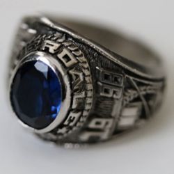 Solid Silver (sterling) Ring with Sapphire Stone Size 9