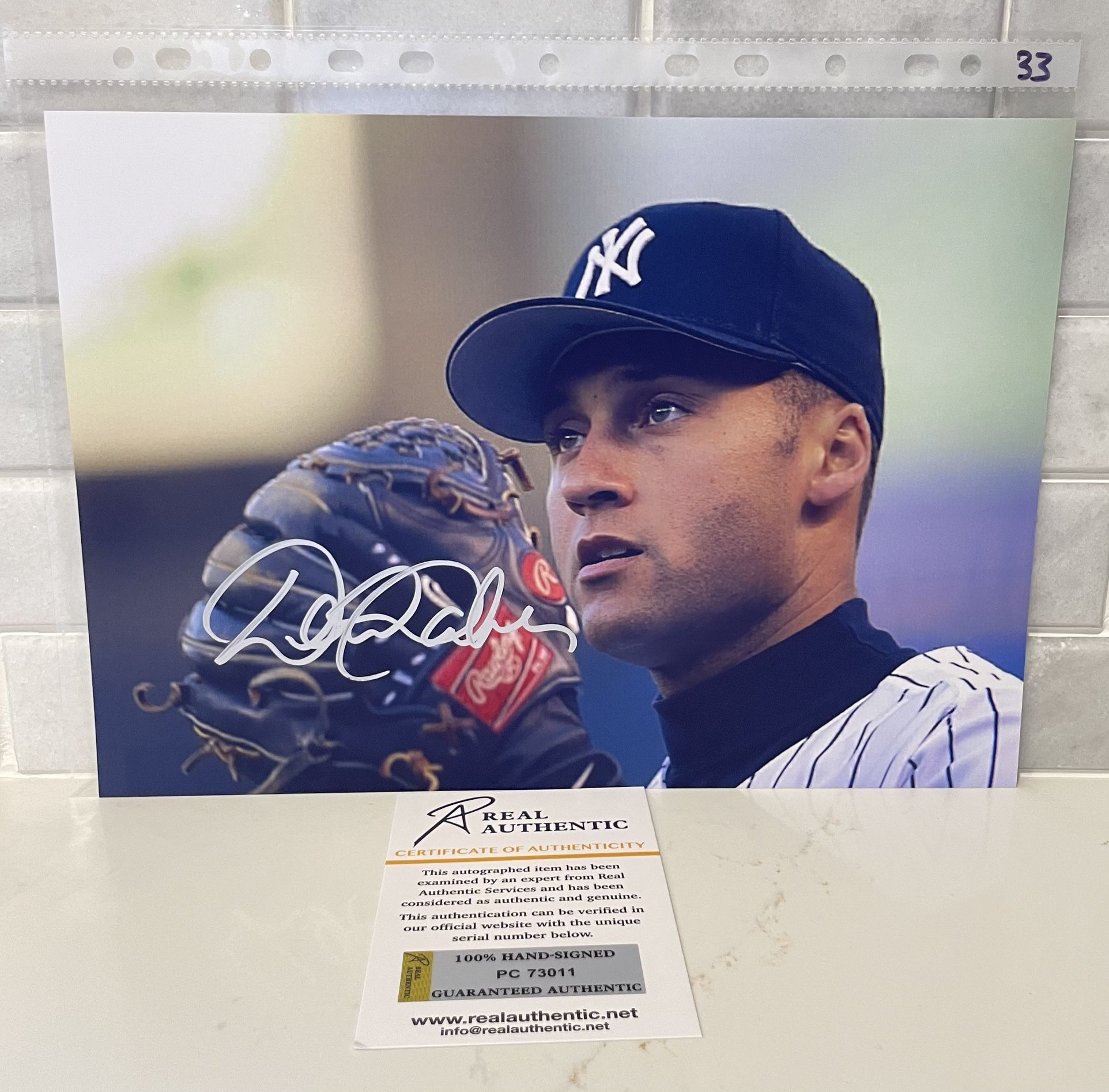 Derek Jeter Signed Autograph NY Yankees 8x12 Photo With COA