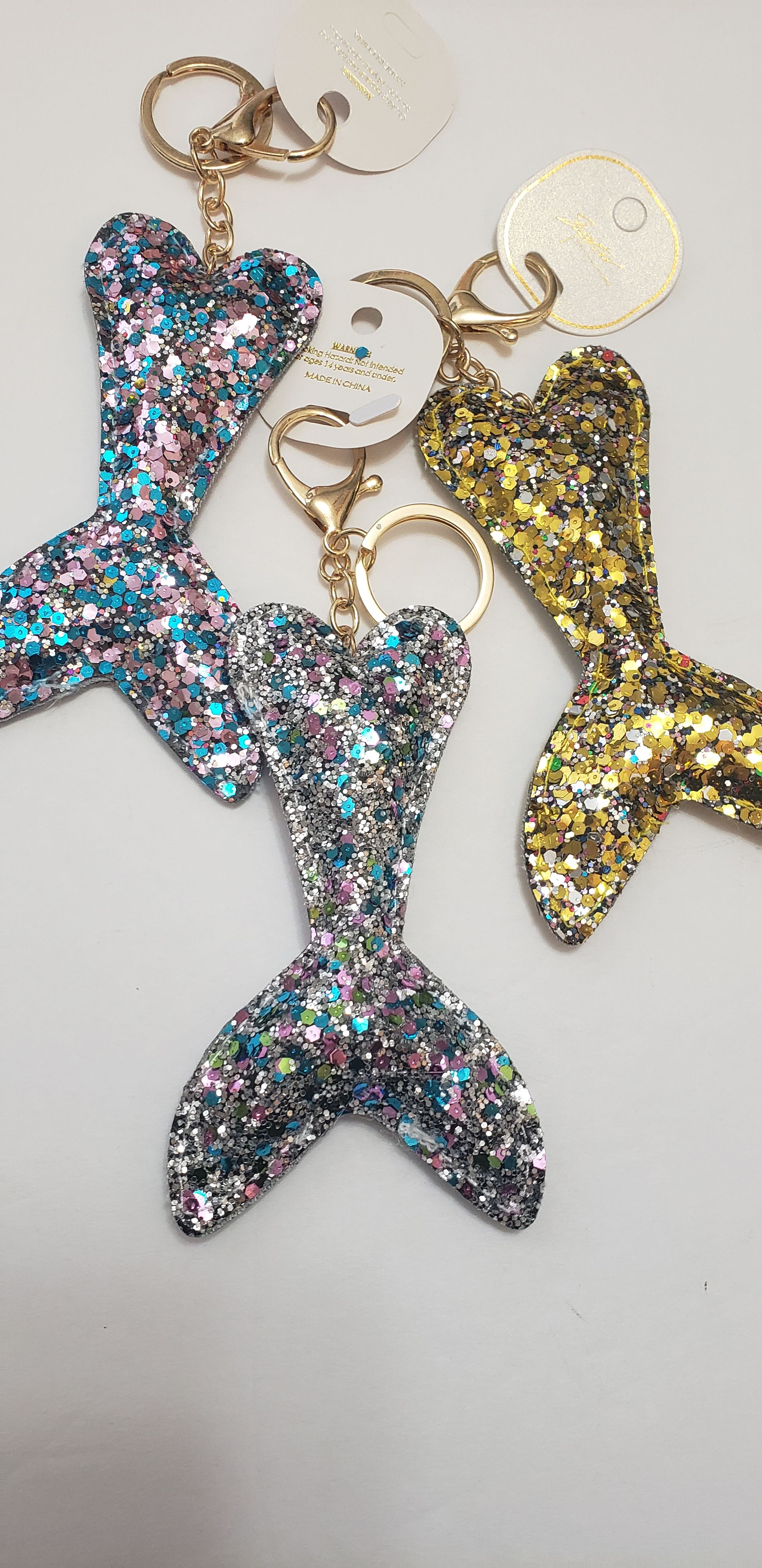 All 3 mermaid tails key chains- back pack clips