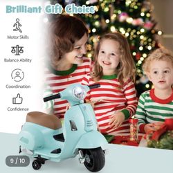 Costway Kids Ride on Motorcycle with Training Wheels Headlight Horn 6V Battery Green