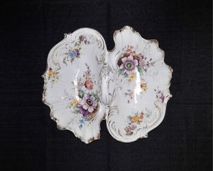 Antique Vintage Carl Tielsch Ornate Floral Serving Platter Dish