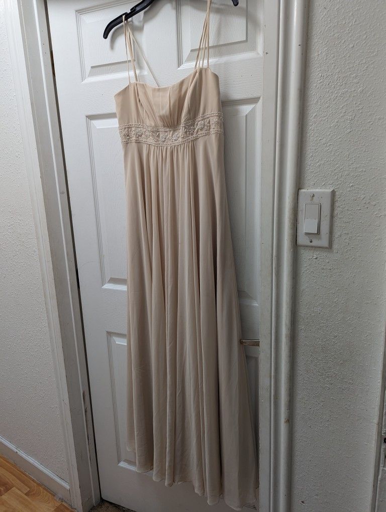 Spag Strap Champagne Classic Style With Beads.