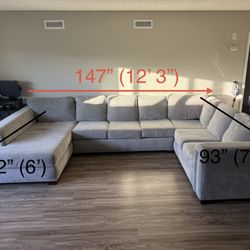 Sectional U Shaped couch - Grey