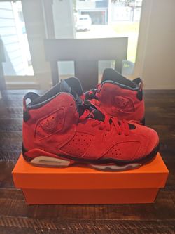 Air Jordan 6 Toro Bravo Red Suede Sneakers 6.5y