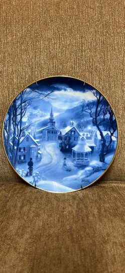 American Blues Artaffects Rob Sauber Peaceful Village Winter Mindscapes Collector Plate