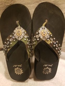 Crystal Flip Flops Yellow Box Brand