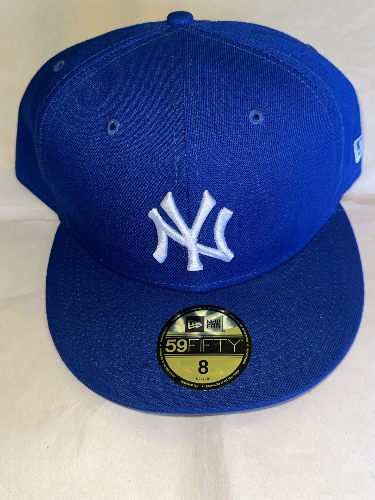 New York Yankees Hat New Era 59Fifty Cap Royal Blue Fitted Size 8 MLB Official