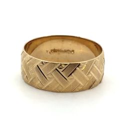 Woman’s Men’s 14k Yellow Gold 8.41mm Crosshatch Basket Weave Wedding Band Ring Size 11 GP3126873